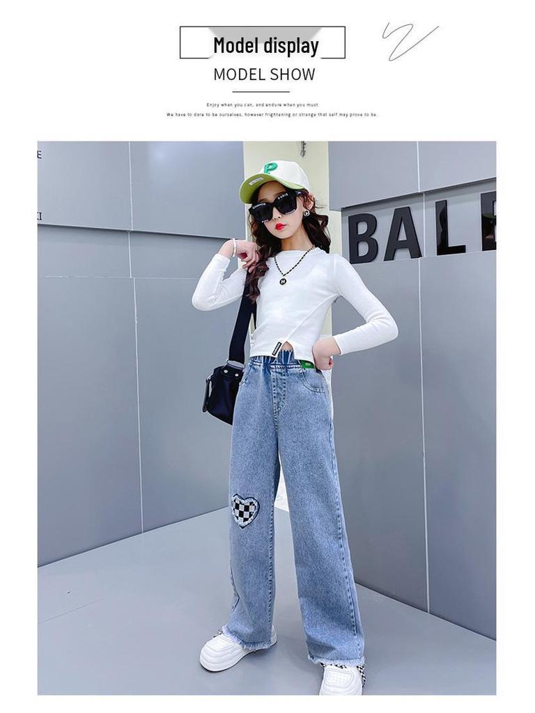 Weite Mädchen-Jeans - Trendige gerade Hosen für Kinder, Frühling/Herbst 2023