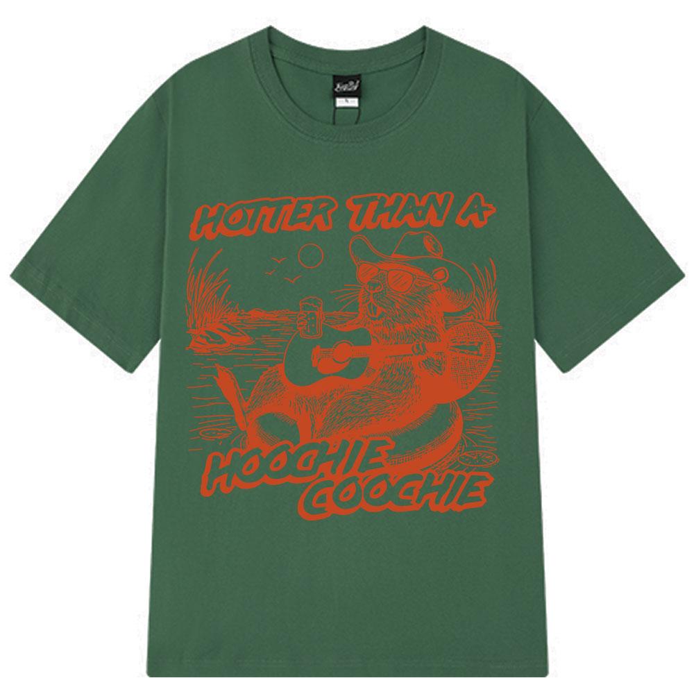 Žhavější než Hoochie Coochie Roztomilý Bobr Plážové Letní Potisk Tričko 90s Country Hudba Tričko Pánské Dámské Vintage Bavlněná Trička