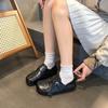 Loafers Women's Versatile Autumn New One-pedal Retro British Style Casual Buckle Small Leather Shoes Tide