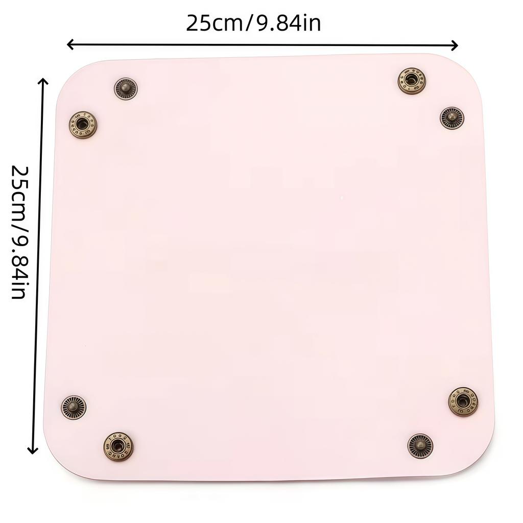 1pc 9.84inX9.84in Leather Storage Box Desktop Storage Tray Jewelry Cosmetic Key Stuff Storage Basket Folding Table Organizer