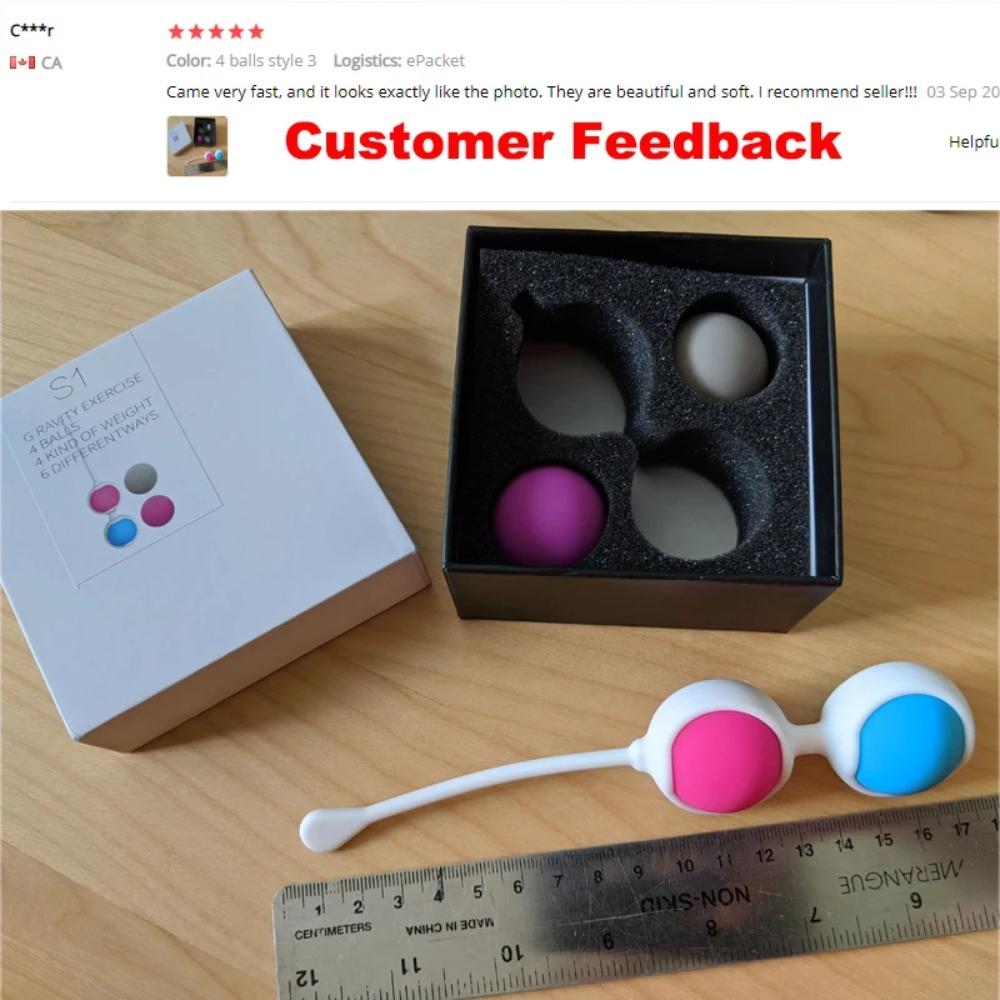 4-Pack Silicone Kegel Balls for Women - Vaginal Tightening, Pelvic Floor Exercise, Body-Safe Weighted Vaginal Weights, Kegel Trainer Sex Toy