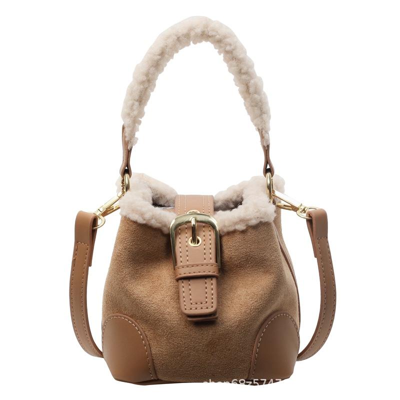 Shoulder bag women's 2025 autumn/winter new casual retro plush bag versatile mini bag wool handbag crossbody bag