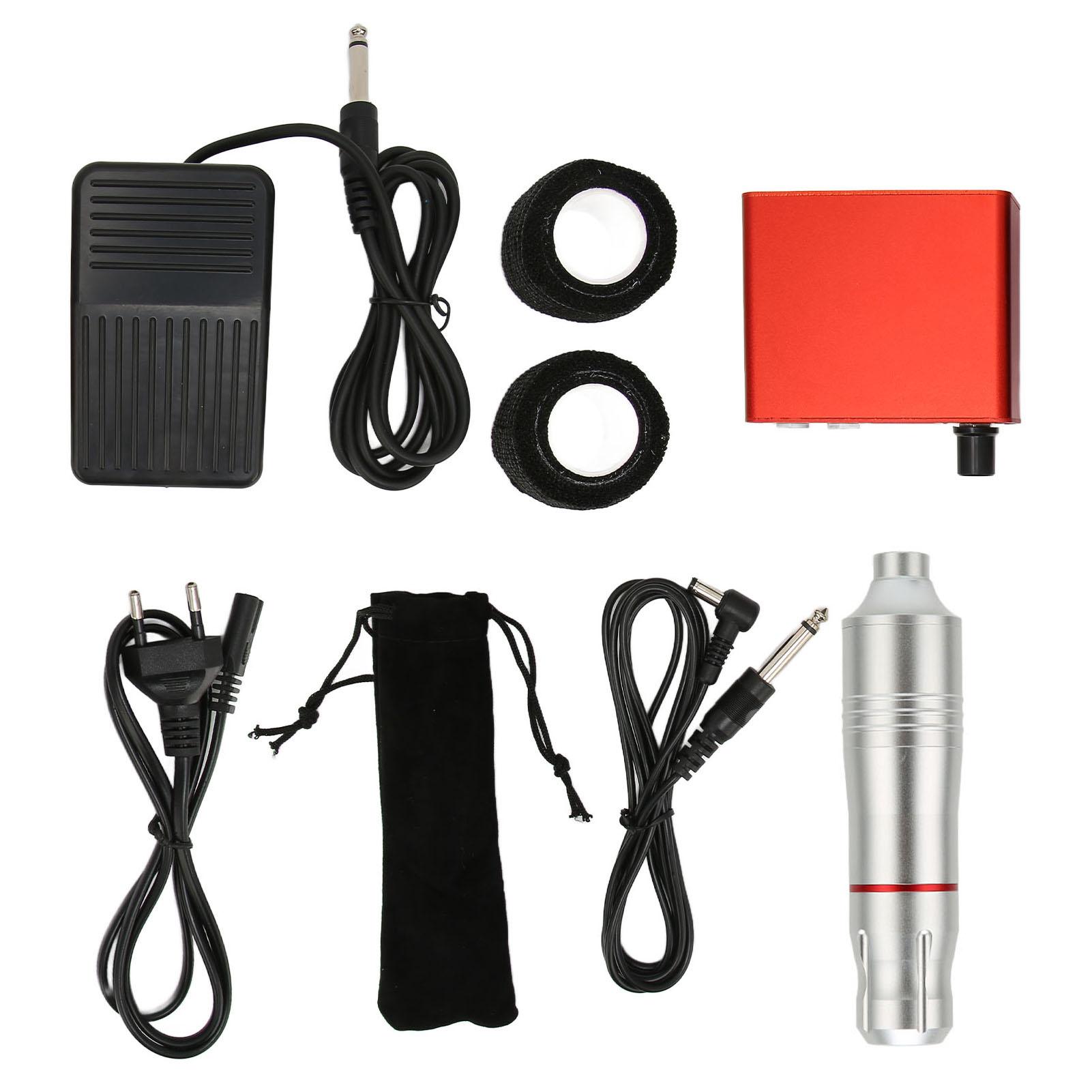 

Роторная ручка для тату-машинки, комплект питания для тату-машинки, педаль для ног, полный комплект инструментов для тату-машинки, серебристый EU Plug