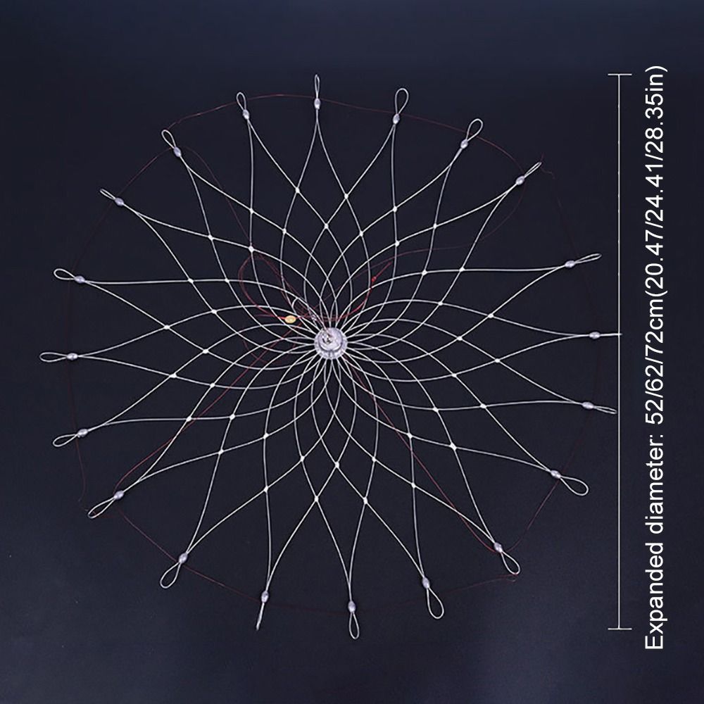 1Pcs Steel Wire Crab Trap Net Automatic Open Closing Stainless Steel Fishing Net Cage 52/72cm Outdoor Fishing Accessories