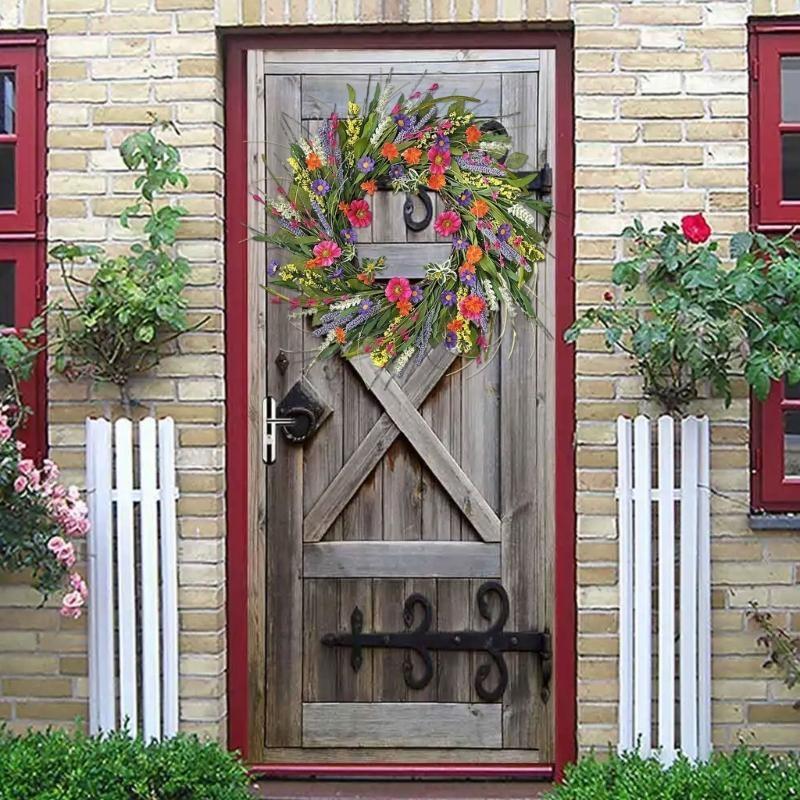 Artificial Flower Wreath 22inch Spring Wreath for Front Door Wall Wedding Party