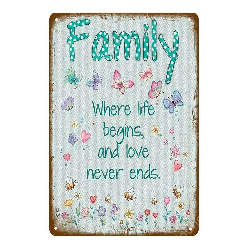 Happiness Is Love Metal Poster Tin Signs Plate Wall Decoration Vintage Art Painting Family Kitchen Rule Plaque Home Decor YJ155