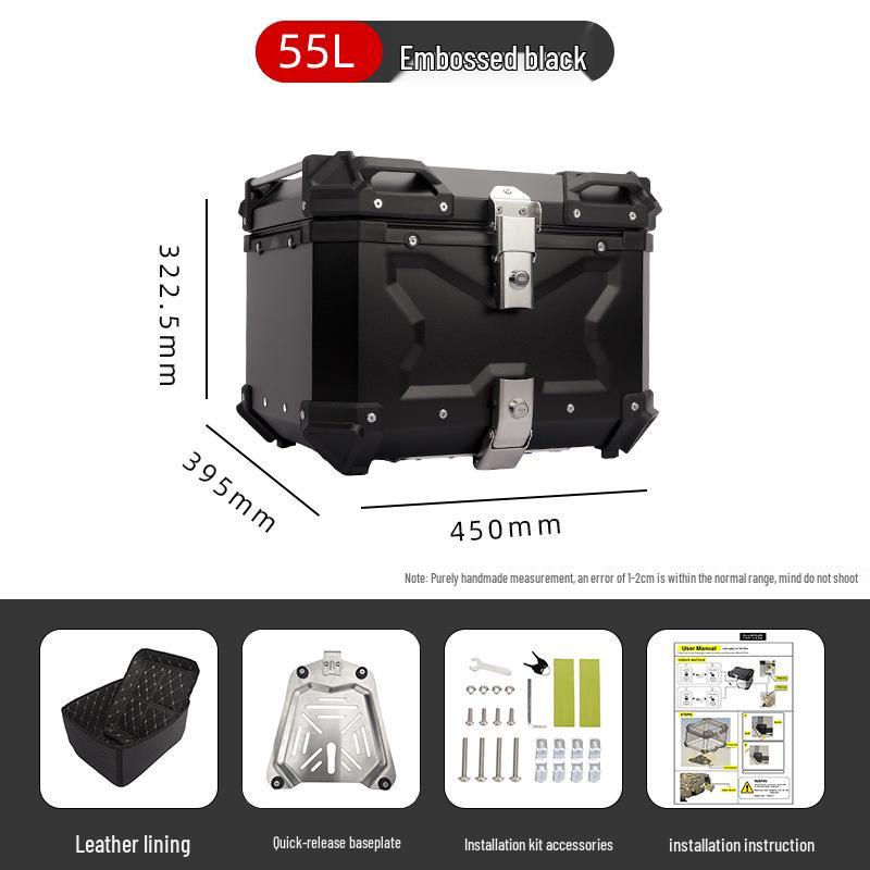 

Мотоциклетный быстросъемный алюминиевый кофр с базой из нержавеющей стали, доступен в размерах 45 л, 55 л, 65 л, 80 л, 85 л