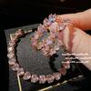 Papalacha Love Gemstone Necklace, Rich Family Daughter Gold, Plated With 18K Gold, Barbie Powder Heart High Carbon Zircon Bracelet.