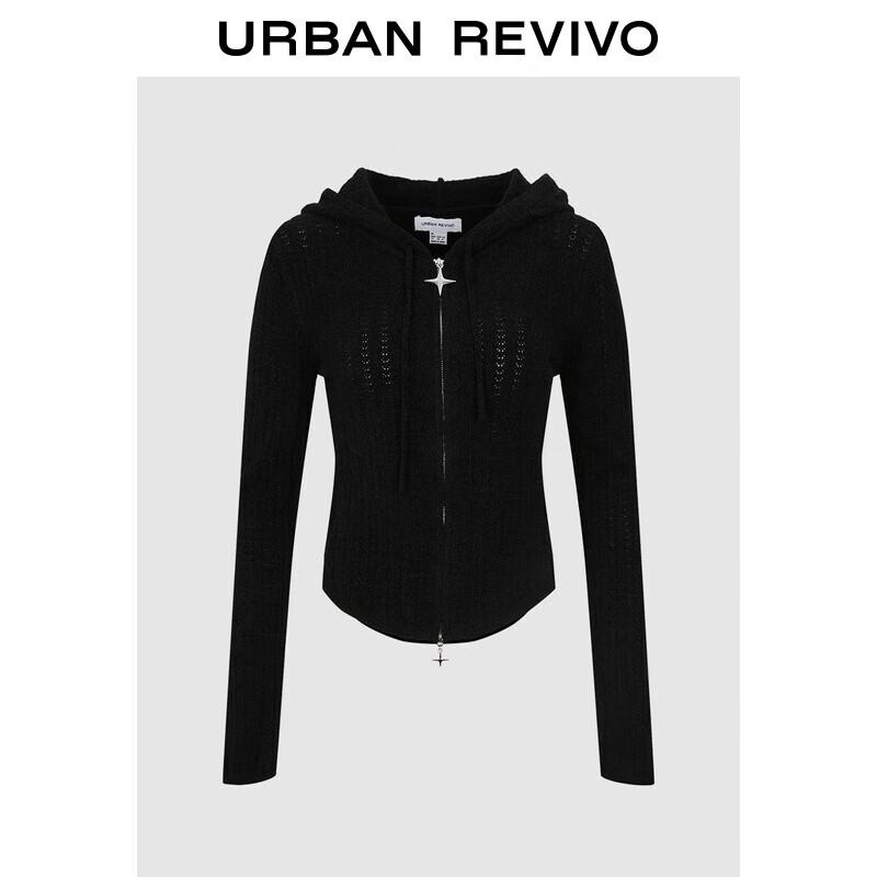 

UR 2025 Winter Women s Hollow Hooded Knitted Cardigan XL