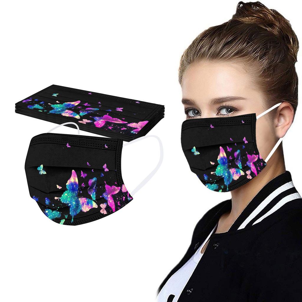 10PC Voksen's Butterfly Printed Mask Disposable Protective Face