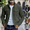 Jaqueta Camisa de Veludo Cotelê Masculina Americana Pesada de Outono Nova Simples Versátil Multi-Bolsos Manga Longa Gola Alta