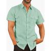Men's Summer Business Shirt with Double Pockets, Short Sleeve Shirt, Casual Vacation Top