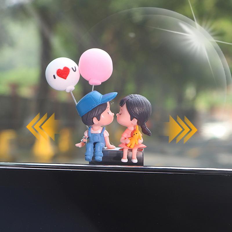 Cartoon Couple Car Decoration Auto Interior Decoration Sliding Decoration Car Balloon Doll Figurine Couple Statue For Car Home
