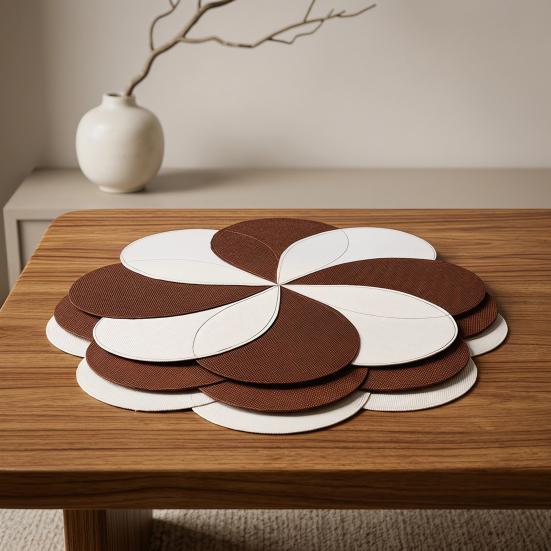 Yousheng Placemat Thermal Insulation Anti-Slip Scratch-Resistant Table Mat Petal Shape Imitation Linen Dinner Mat for Dining Room