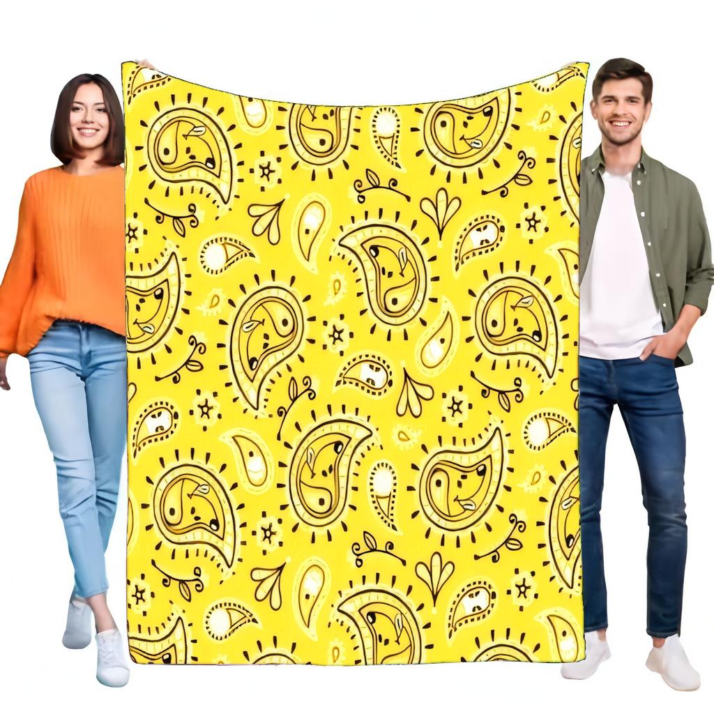 Colorful Paisley Pattern Blanket Soft Cozy Throw for Bed Sofa, Lightweight Decorative Home Accessory for All Seasons, Perfect Bi