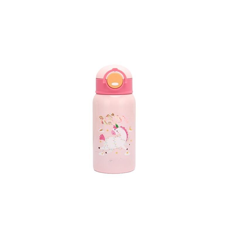 

Stainless Steel Vacuum Thermal Pot Cute Kid Mug Double Lid Insulated Cup for School Reading 500ml розовый
