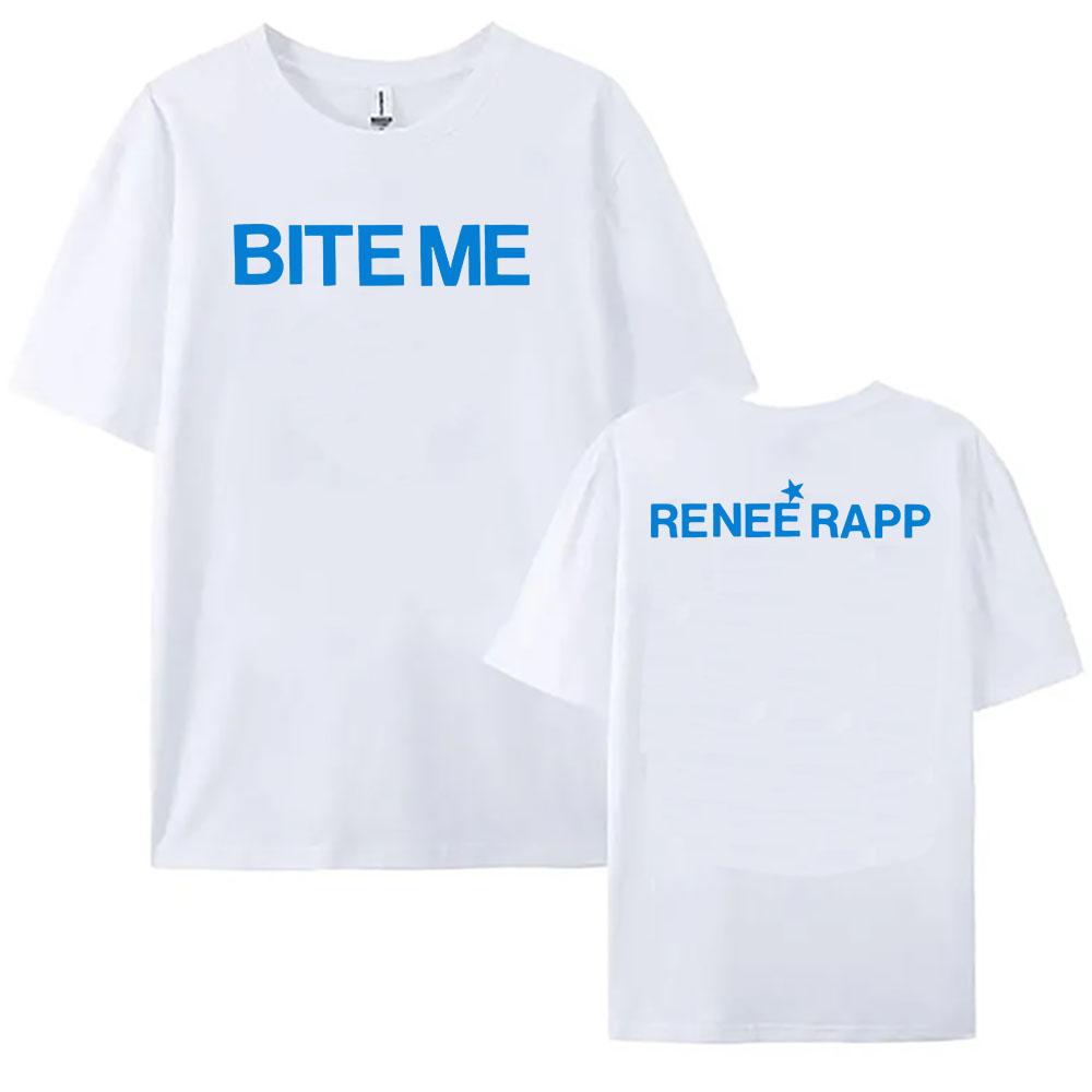 

Рене Рапп Укуси меня Футболка с коротким рукавом Хлопковая с круглым вырезом Футболки для женщин Летняя Повседневная 2025 НОВЫЙ Альбом Футболка Графическая Одежда XL белый