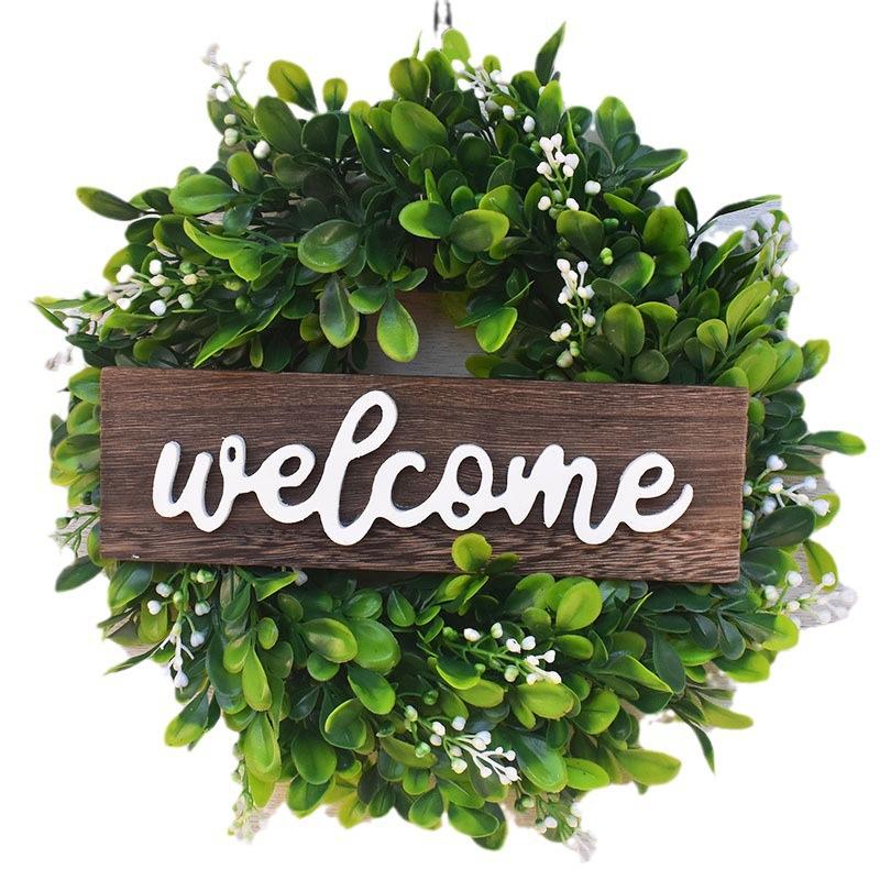 Large American Welcome Simulation Wreath Door Decoration Eucalyptus Wreath Eucalyptus Leaf Wreath Money Leaf Wreath
