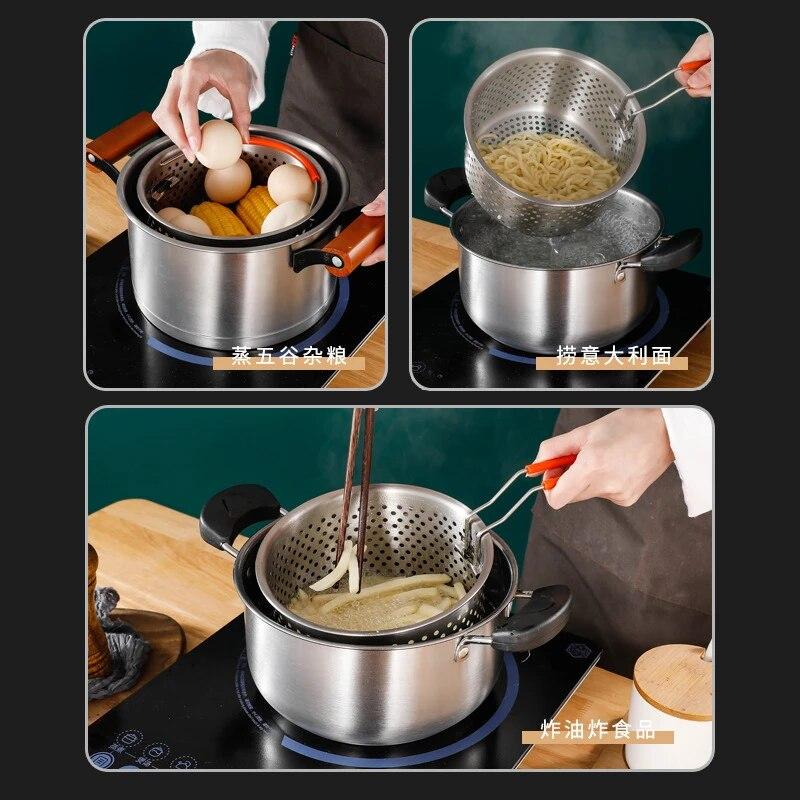 18/20 cm Pommes Frites Korb Ölfilter Edelstahl Reis Dampfer Gemüse Obst Abflusskörbe Sieb Küche Kochutensilien