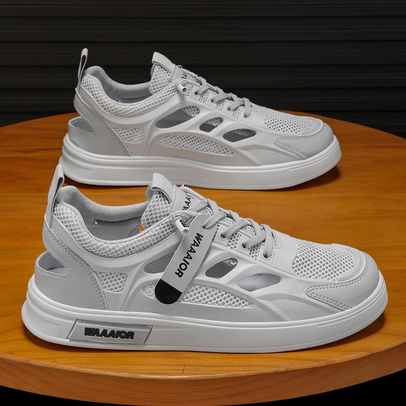 

Summer men s shoes new breathable hollow hole shoes men s trend versatile white shoes net shoes casual board shoes cloth shoes 44