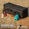 Camping Accessory Storage Bag with Double Zippered Divider Layout and Handle for Tent Stakes Cord and Small Tool