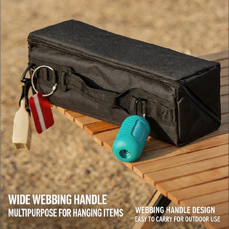 Camping Accessory Storage Bag with Double Zippered Divider Layout and Handle for Tent Stakes Cord and Small Tool