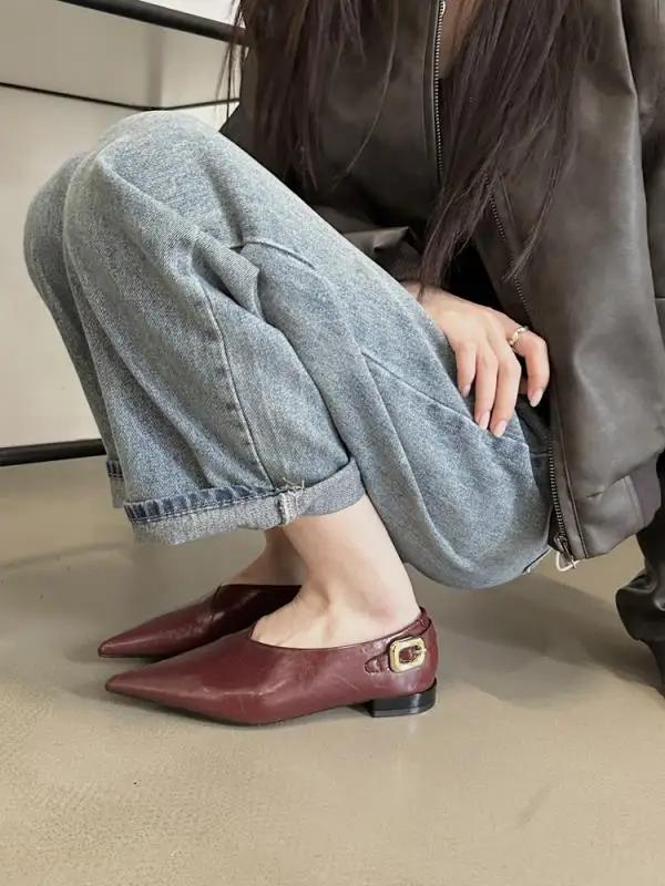 Fashion Pointed Toe Low Heels Shoes Woman 2025 Female Footwear Modis Oxfords British Style Casual Sneaker New Dress Cute Leather Retro