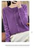 Women's Osmanthus Stitch Wool Cardigan - Round Neck, Loose Fit, Button-Up, Casual Knitwear Outerwear