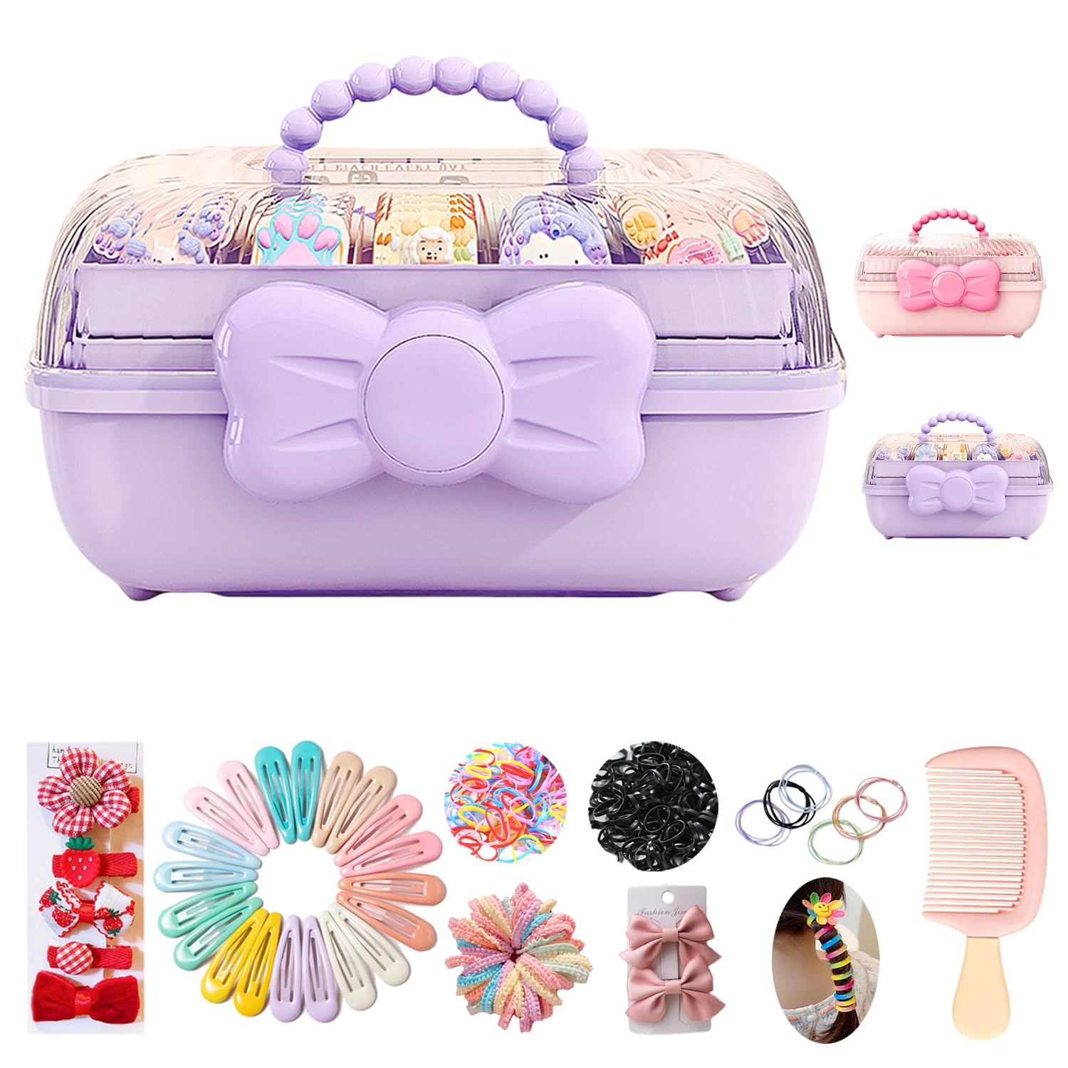 

GALSANG Футляр для хранения украшений и аксессуаров для волос Подарок для украшений 3 маленьких предмета Большой Роскошный Аксессуар для волос Волосы Волосы Волосы Школа Поступление Выпускной фиолетовый