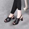 High-heeled sandals women's shoes 2025 summer new European and American style fish mouth waterproof table thick-heeled women's sandals cowhide fashio