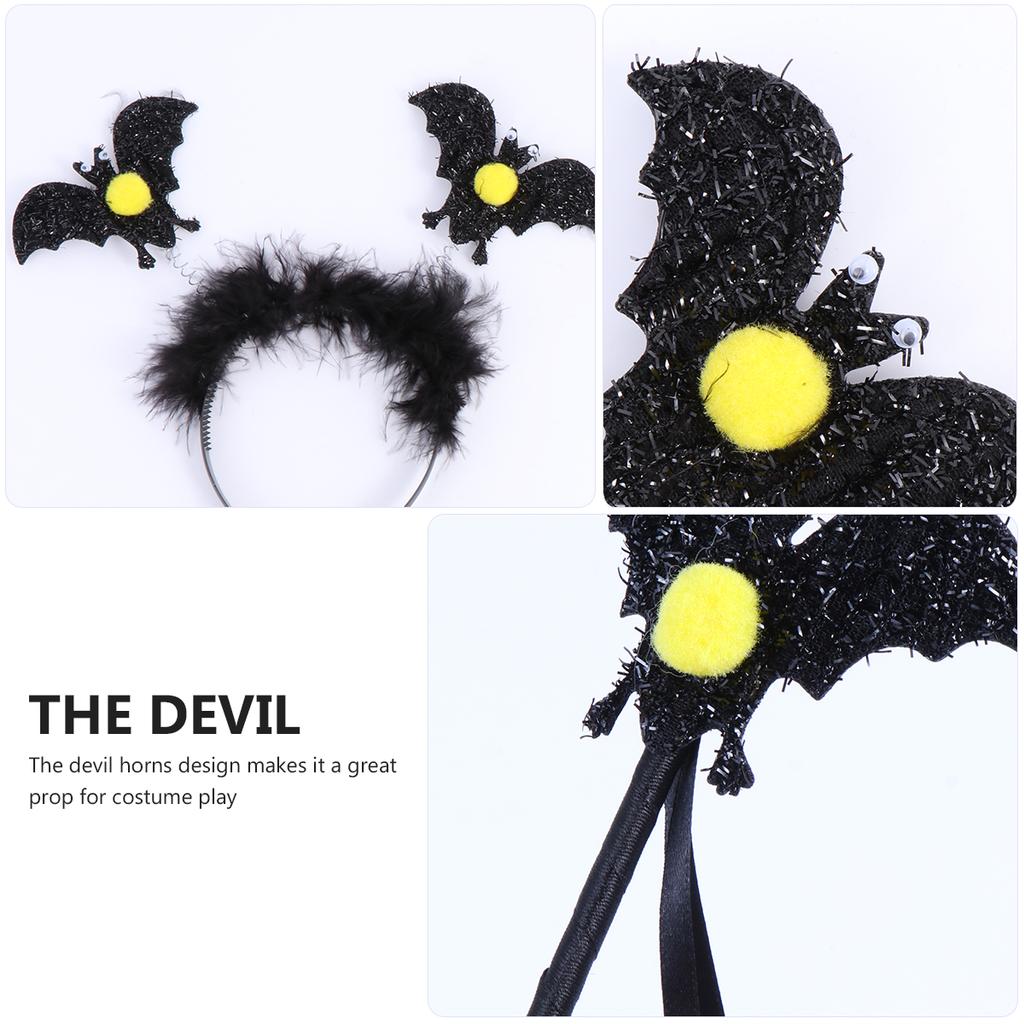 Buy 4pcs Glowing Devil Horn Headband Pitchfork Bat Headband Hand Stick