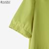 ZANZEA Women Casual Turn Down Collar Solid Color Short Sleeve Blouse