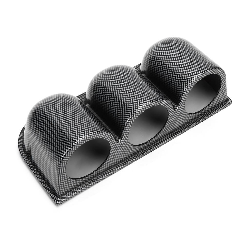 

52мм2 в 3Держатель тройного датчика с отверстием в стиле карбонового волокна для приборной панели автомобиля