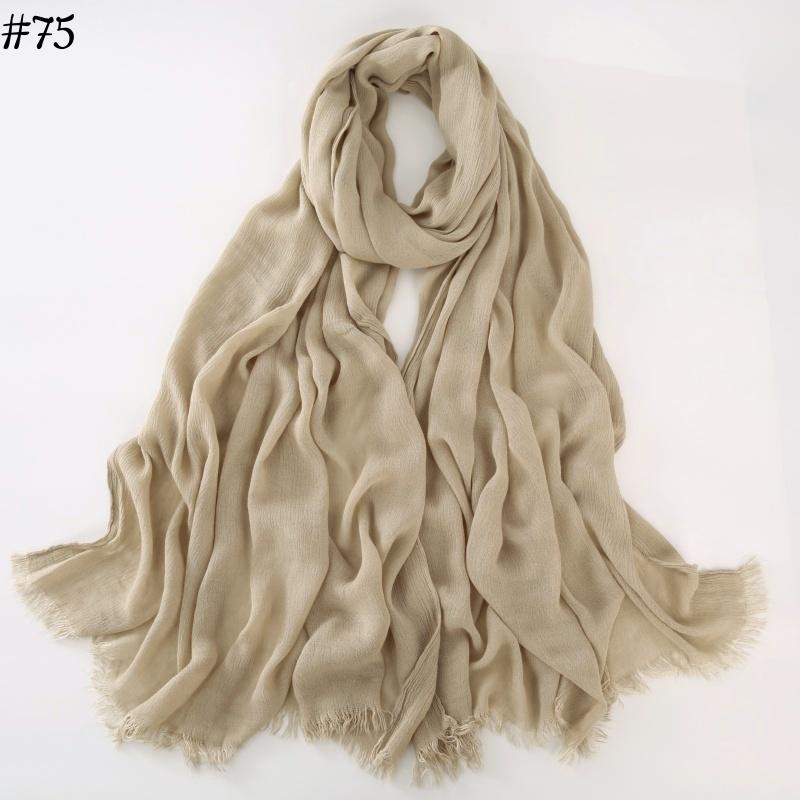 95 Colors Soft Cotton Viscose Scarf Rayon Material Muslim Hijab Mid Eastern Plain Solid Color Headscarf With Tassel