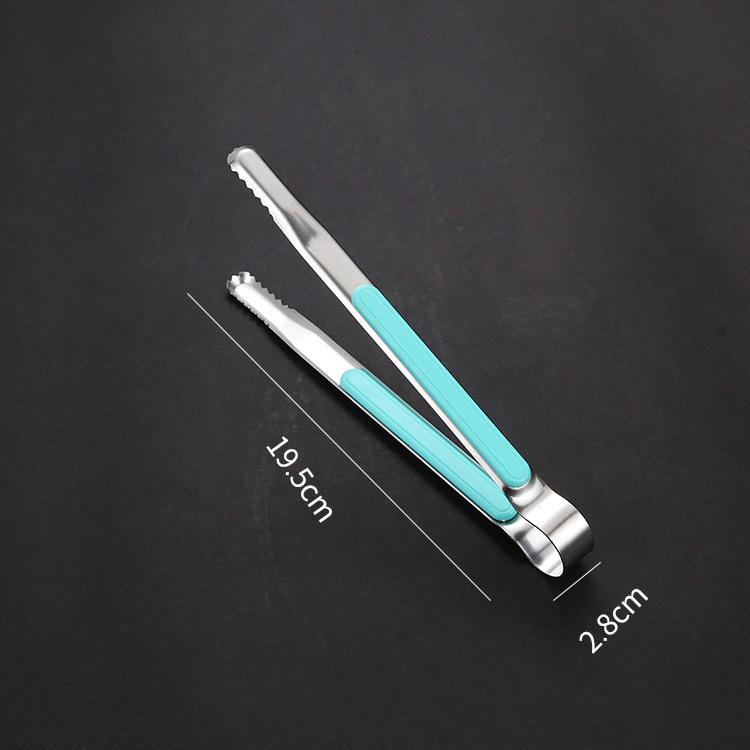 Stainless Steel Food Clip BBQ Steak Bread Salad Picnic Silicone Non-slip Handle Tong Party Portable Kitchen Cooking Baking Tools
