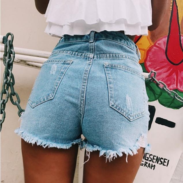 Europese en Amerikaanse retro klassieke cat-klauw denim shorts met zijsplit en hoge taille