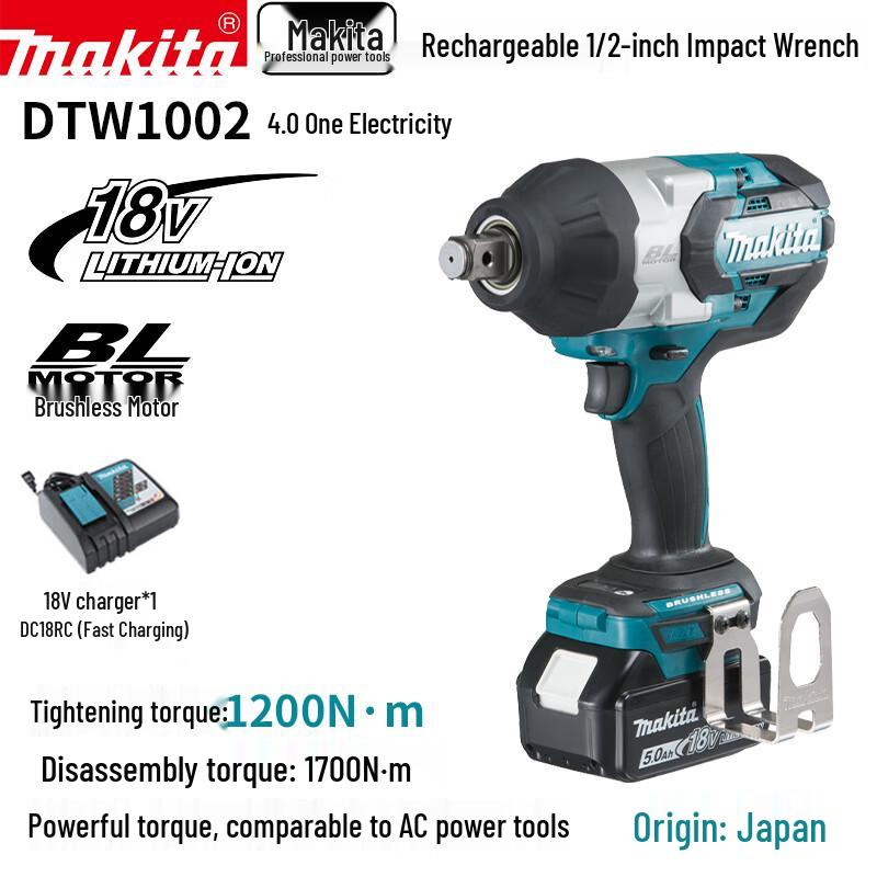 Makita 18V Cordless Brushless Impact Wrench DTW1002 Series CN plug (adapter included)