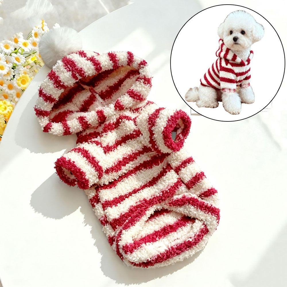Striped Dog Sweatshirt With Hat Dog Vest New Pug Teddy Coat  Chihuahua Outfits
