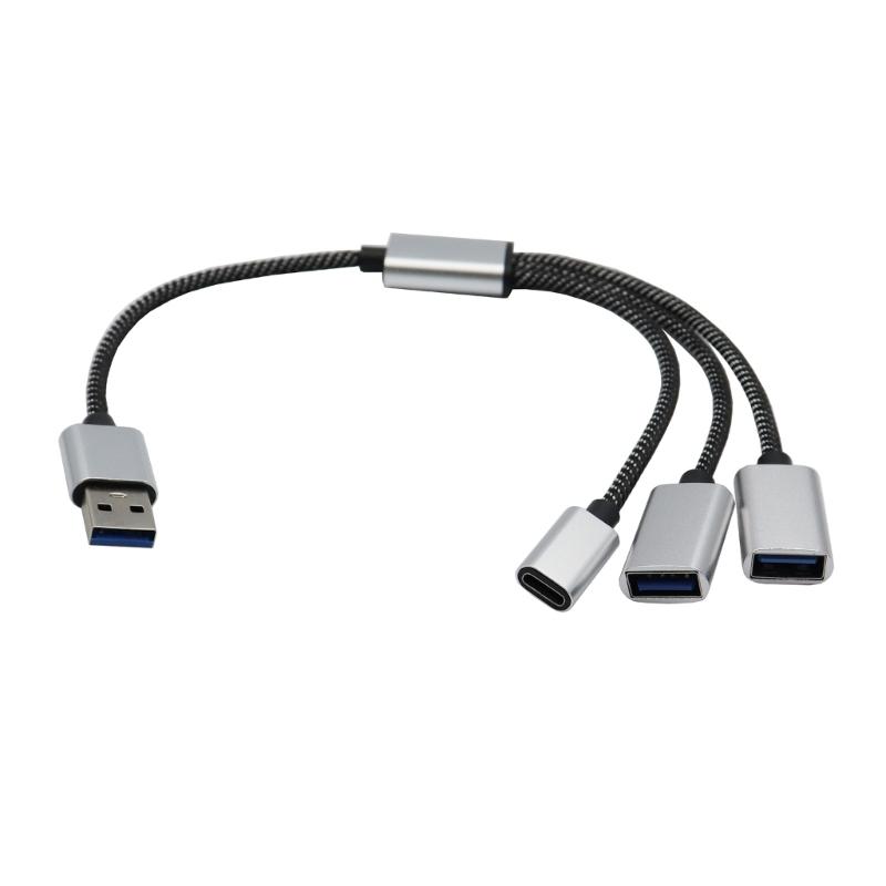 

USB 2.0 Extension Cable, 1 to 3 Multiports Adapter with USB C Port for Data Transfer and Charging Cord Flexible Cable 1