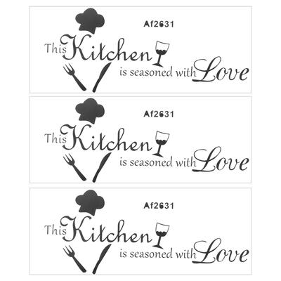3Pcs Unique English Letter Pattern Elegant Wall Sticker Kitchen Decorative Stickers Decoration