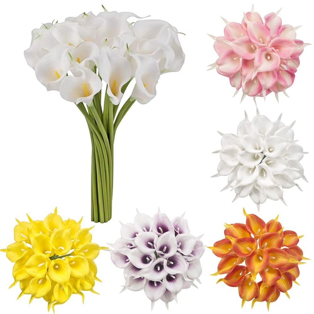 10Pcs Lifelike Real Touch Calla Lily Artificial Flowers Fake Calla Lily  Wedding Bouquet