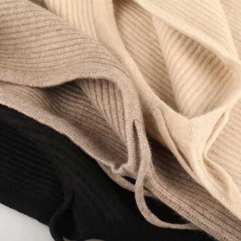 Rabbit Fur Knitted Scarf Hood Hat Women Beanies Warm Winter Unisex  Balaclava Skiing Outdoor Bonnet Thick Earflap Hat