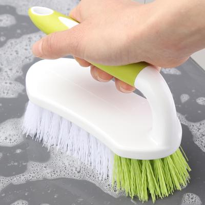 1 Stück Schrubbbürste mit steifen Borsten Grün & Weiß Ergonomischer Griff für Tiefenreinigung Dusche, Badezimmer, Küche und Teppichboden Schrubbbürste