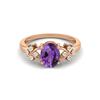 8X6MM Oval Amethyst Gemstone 925 Sterling Silver Rose Plated Solitaire Vine-Inspired Women Wedding Ring
