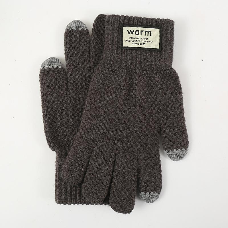 Women's Winter Velvet-Lined Touchscreen Knit Gloves - Cute, Thick, Korean Style, Cold-Proof