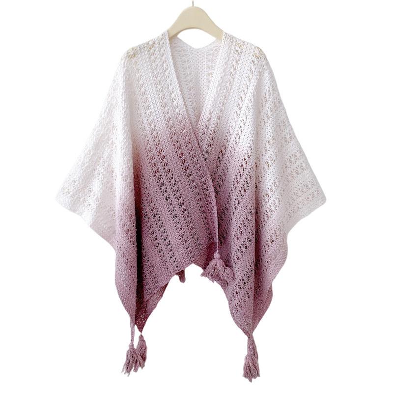 Spring Summer Thin Scarf Women Layers Poncho Sweet Color Spliced Hollow Wrap Shawl Casual Scarve Capa Para Mujer Pashmina Cloak