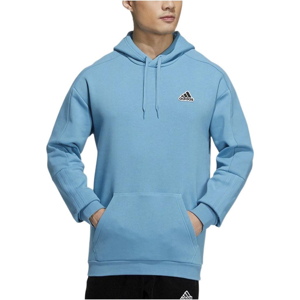 Adidas Solid Kangaroo Pocket Hoodie Men Hoodie Blue HG1846