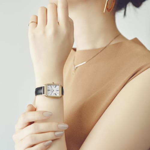 Seiko Watch Lucia Grow Square Design Solar Radio-Controlled Watch SSVW212 Women's Silver + Lady Gold