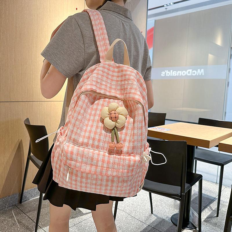 Japanese Ins Campus Forest Plaid Backpack for Girls  Middle School Girls High School Students  Lightweight School Bags  Versatile Backpacks