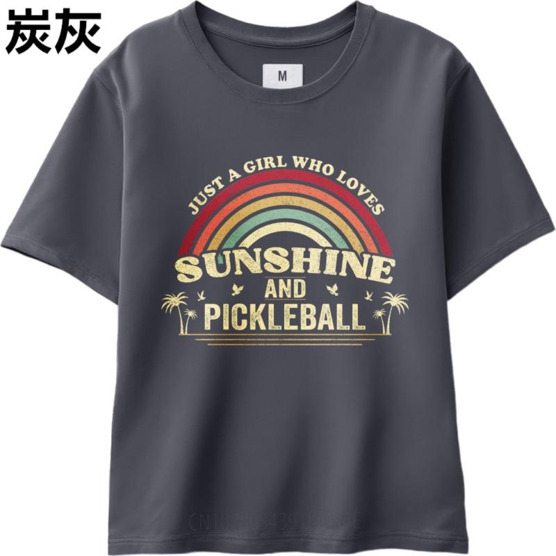 Unisexs Top Soft Cotton Tee Workout Women Oneck T Shirt Oversized Just A Girl Who Loves Sunshine And Pickleball Cool Boys Tshirt